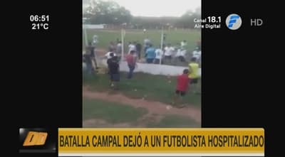 Batalla campal en partido acaba con un futbolista hospitalizado
