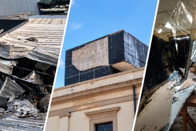 Caen azulejos del Congreso y causan destrozos