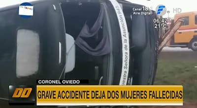 Vuelco de bus de larga distancia deja dos fallecidas