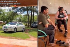 Paraguaya en España regaló un auto a sus padres y los emocionó