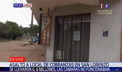 Delincuentes se llevan G. 6 millones de local de cobranzas en San Lorenzo