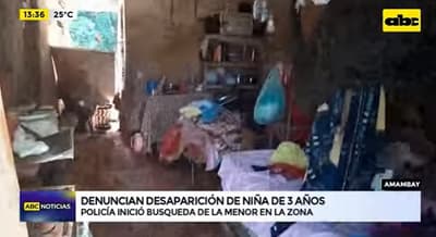 Madre denuncia desaparición de su hija de tres años en Amambay