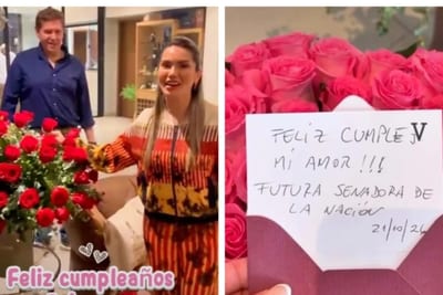 Eddie Jara regaló arreglos florales y una carta a su esposa Johana Vega, llamándola “futura senadora”