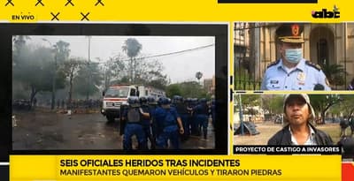 Seis policías sufren heridas en enfrentamiento en inmediaciones del Congreso