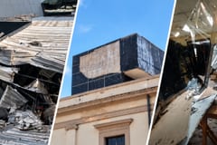 Caen azulejos del Congreso y causan destrozos