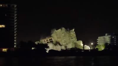 Derriban lo que quedaba en pie del edificio en Miami